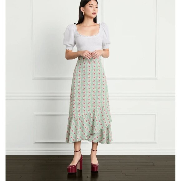 Hill House Womens The Mirabel Skirt Trailing Vine Multi Crepe Size Medium - Picture 1 of 9